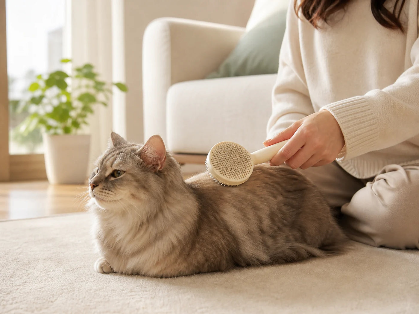 Cepillado suave de un gato con RASTRO CARE · segunda vista