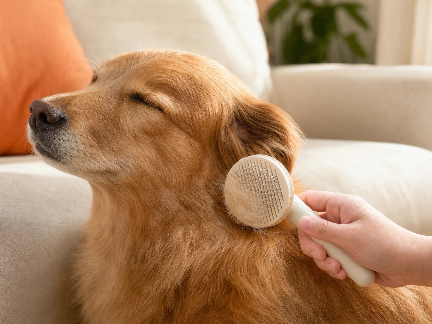 RASTRO CARE cepillando suavemente a un perro en uso